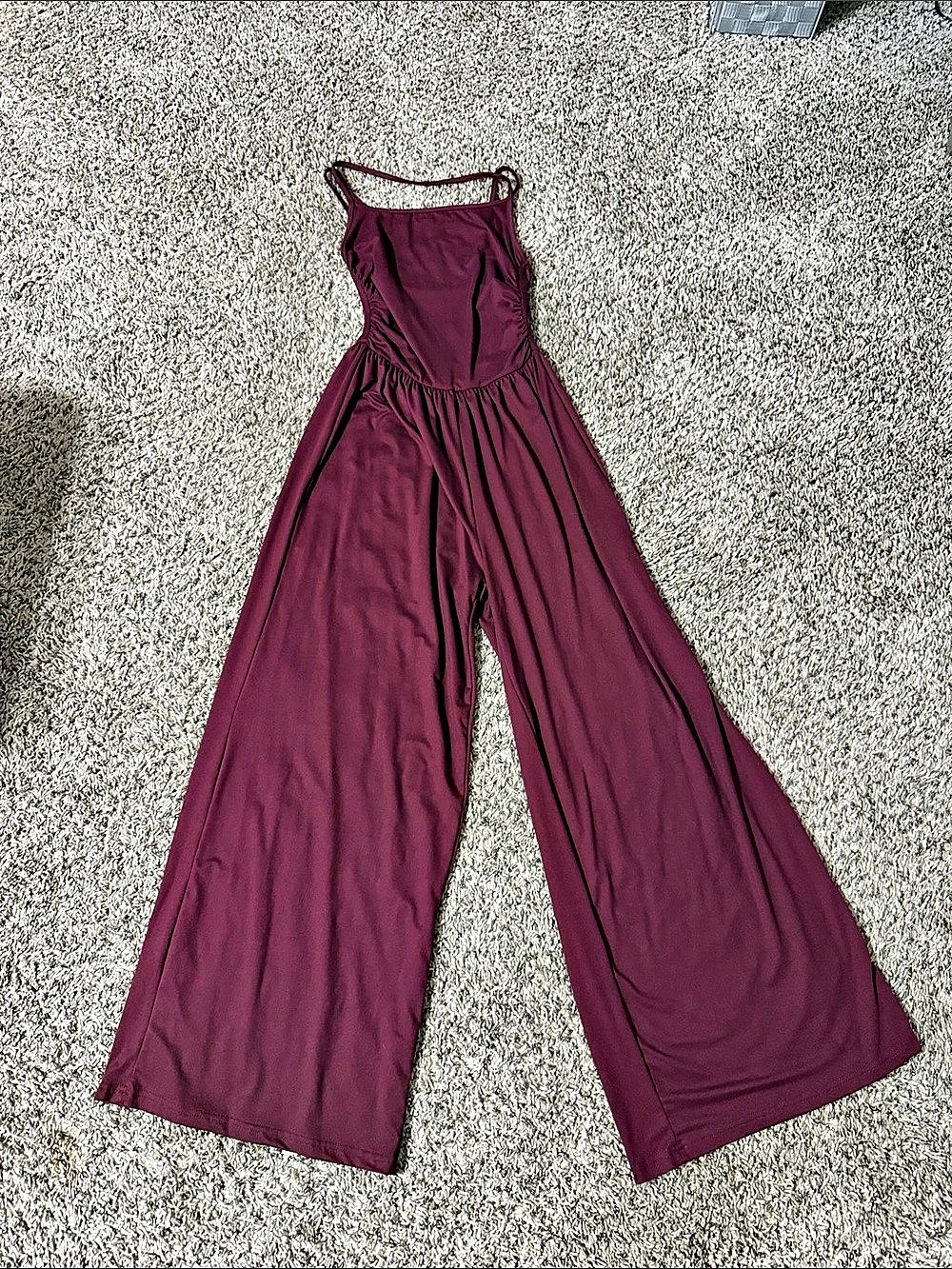 Burgundy Wide Leg Jumpsuit